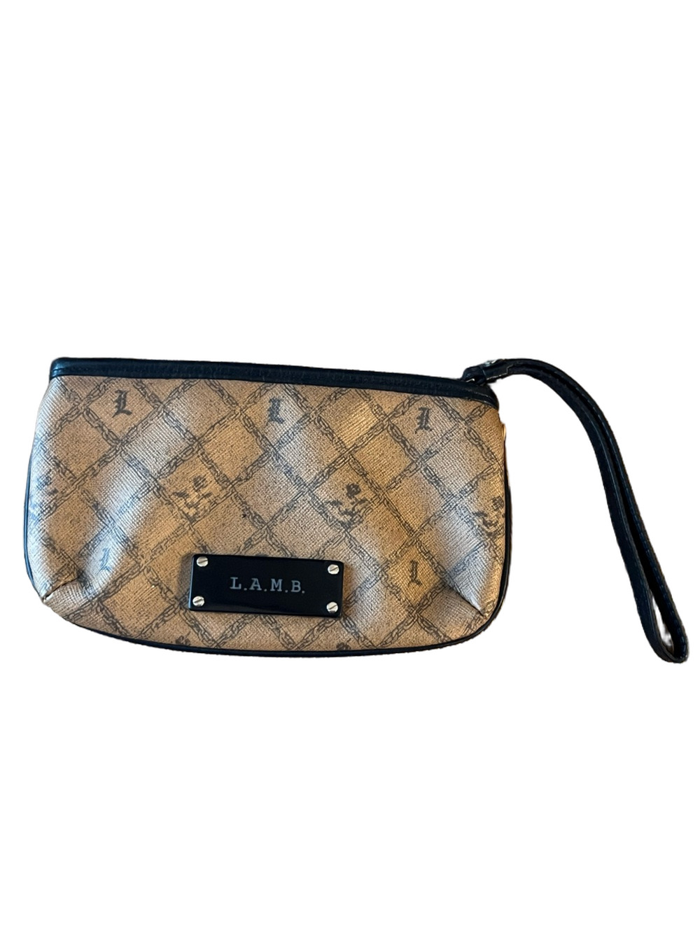 RARE Vintage Y2K L.A.M.B. Gwen Stefani Icon Stencil Monogram Wristlet Pouch